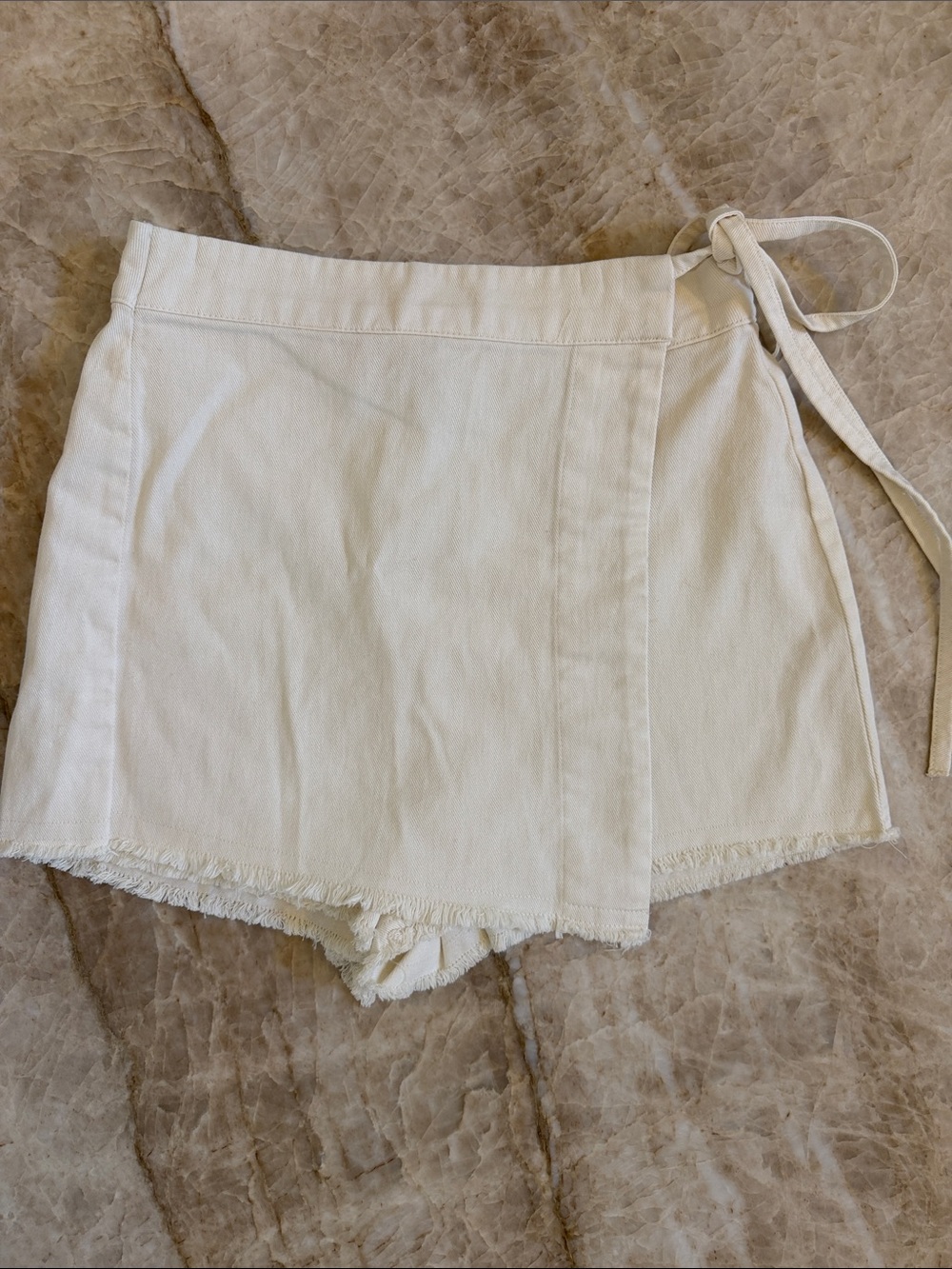Double Zero Cream Wrap Skort with Side Tie